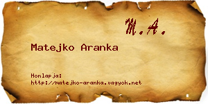 Matejko Aranka névjegykártya